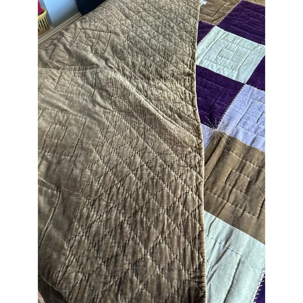 Vintage pottery barn velvet patchwork comforter sham set Cal King